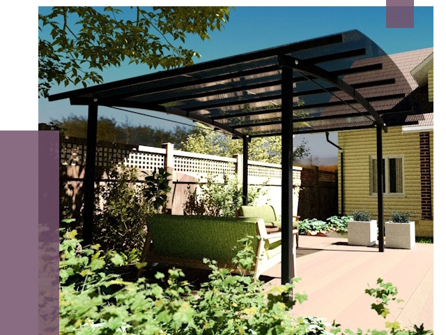 Навесы для террасы в Гукове от 13089 руб. под ключ | ПРОЛЁТ-Гкв