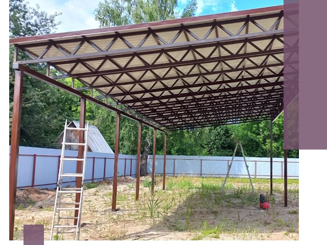 Односкатные навесы под ключ в Гукове — изготовление и монтаж