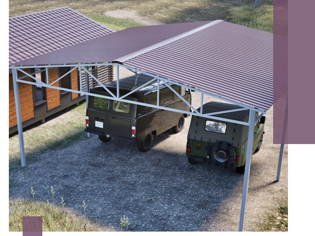 Двускатные навесы под ключ в Гукове — изготовление и монтаж